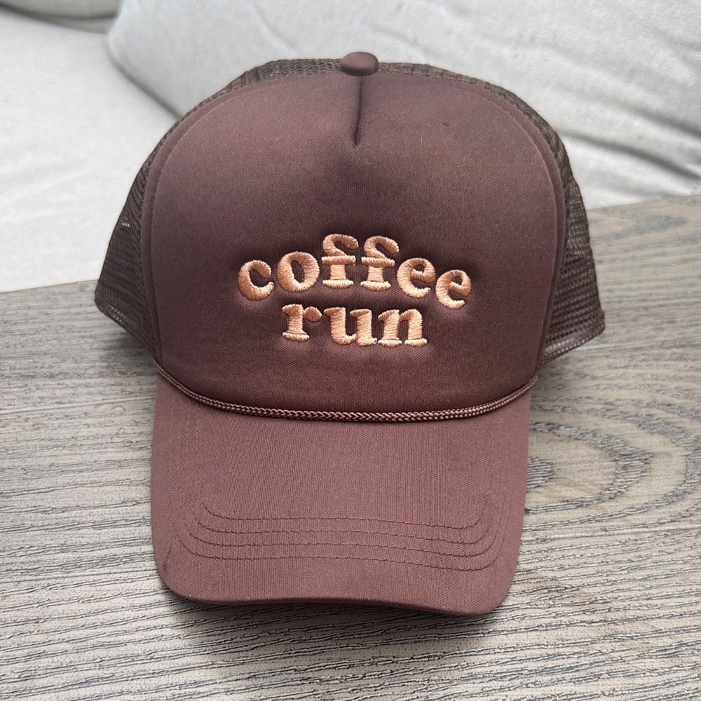 Brown 'coffee run' Trucker Hat